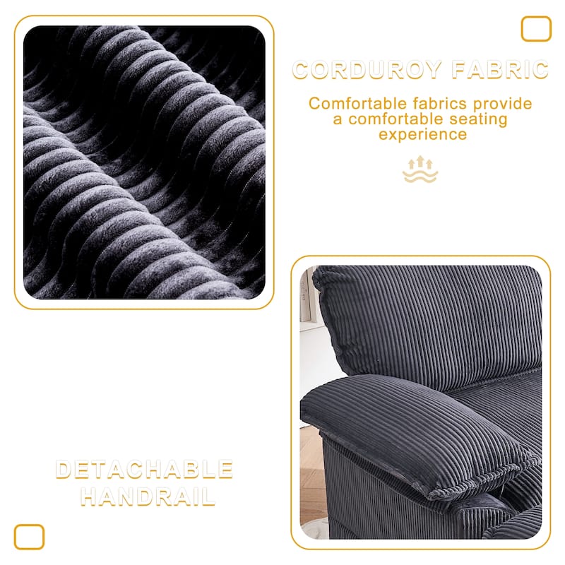 46.8Inch Corduroy single sofa With 2 toss pillows and a ottoman ,Comfy Sofa- Deep Seat Couch for Living Room