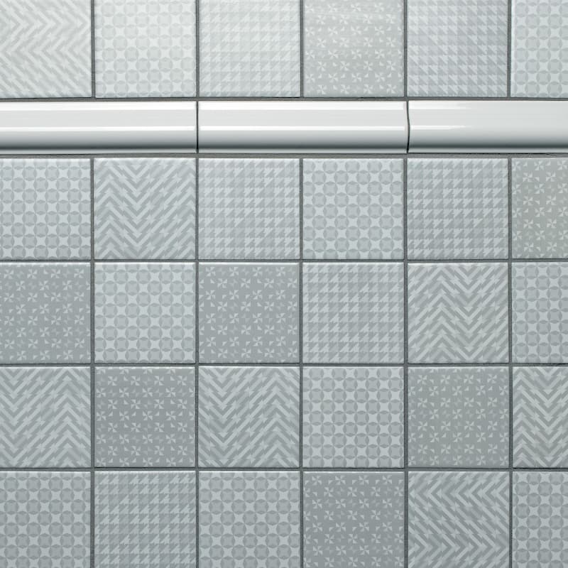 Merola Tile Antigua Moldura Blanco 2" x 8" Ceramic Wall Trim - (1 Tile)