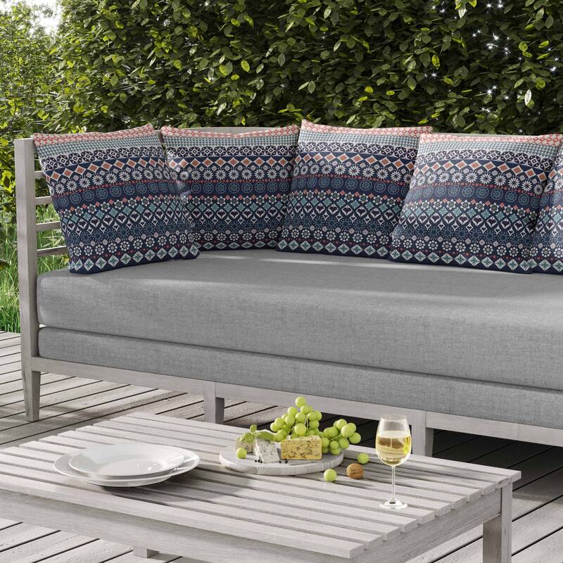 Shape Synergy Indoor/Outdoor Reversible Throw Pillow Blue and Cyan