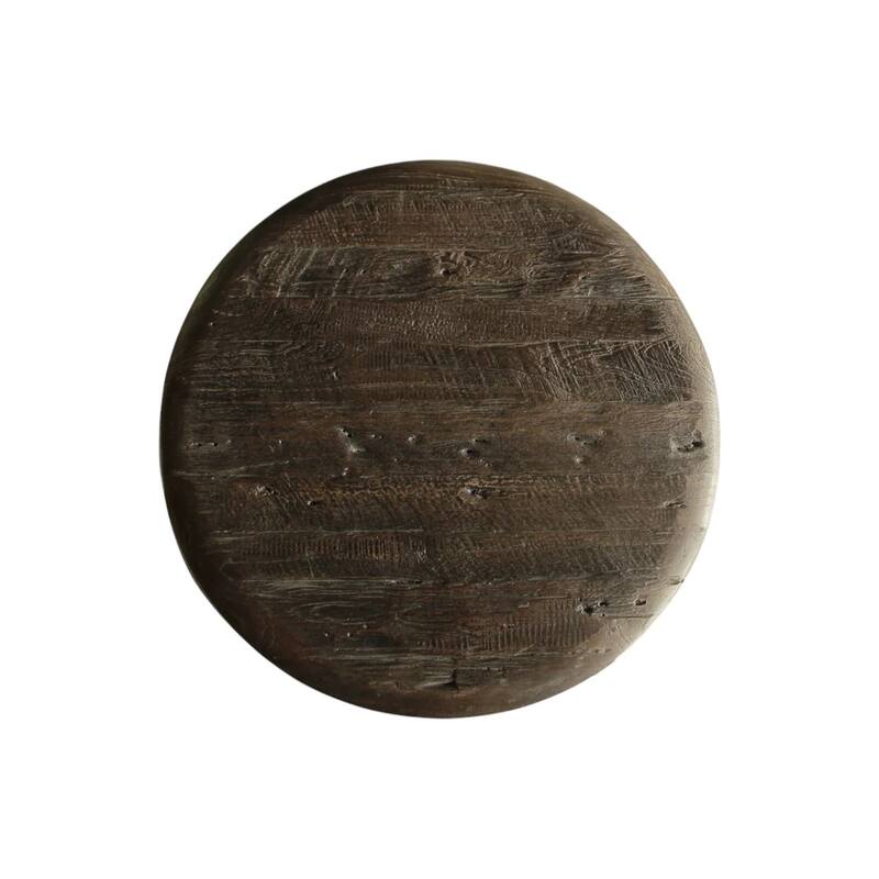 HomeRoots 26" Natural Distressed Reclaimed Wood Round Pedestal End Table - 19.70 in. x 25.60 in. x 19.70 in.