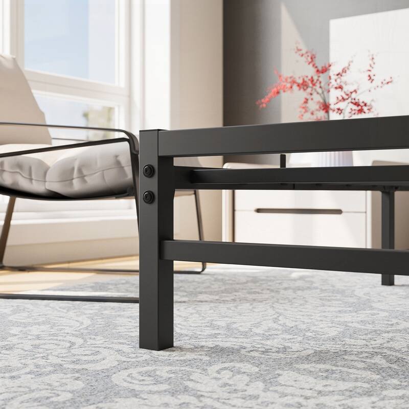 Platform Bed Frame with Wooden Headboard