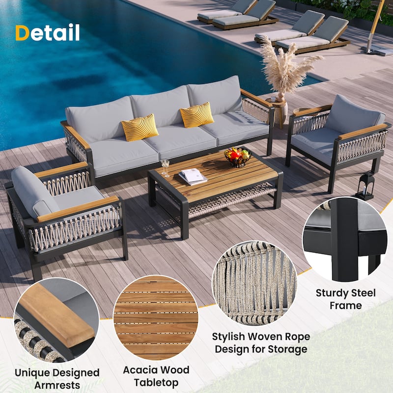4 Pieces Outdoor Sectional Sofa Set