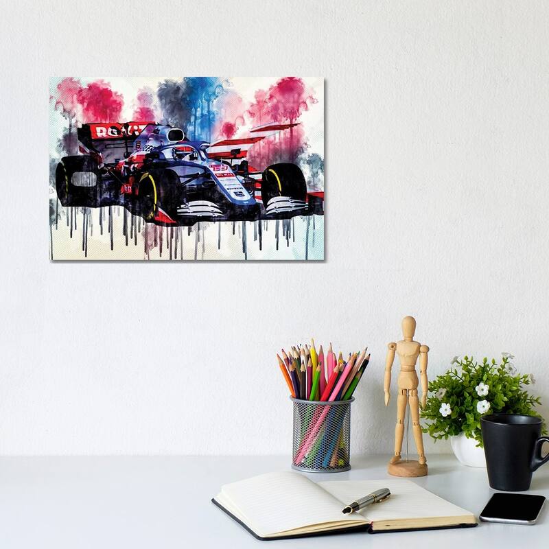 iCanvas "Williams Fw43 On Track Raceway 2020 F1 Cars Formula 1" by Sissy Angelastro Canvas Print - 8x12x0.75