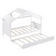 preview thumbnail 16 of 16, White Twin Size Solid Wood House Bed with Trundle and Storage for Kids