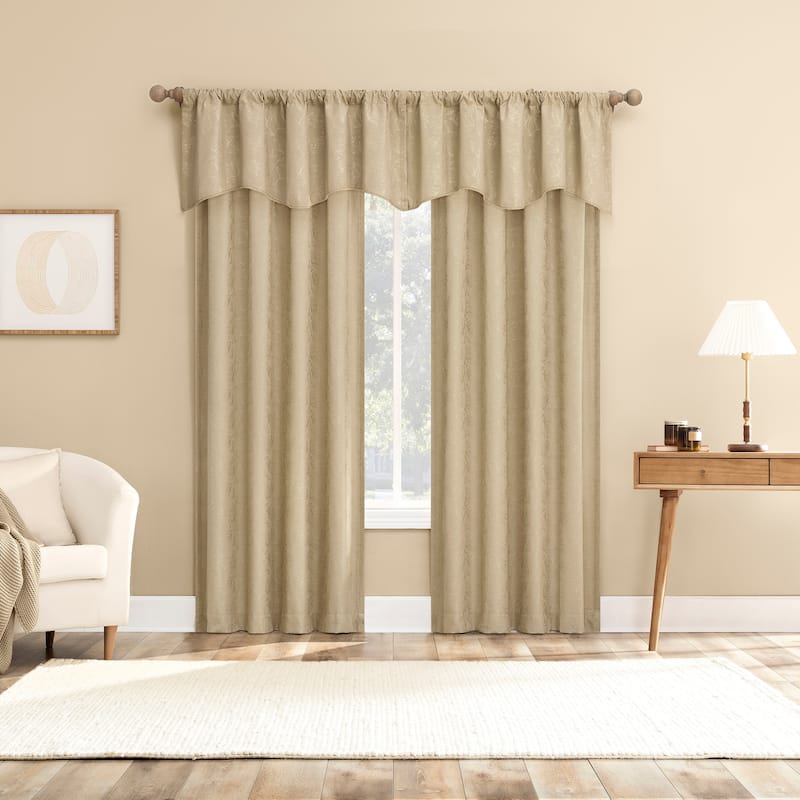 Sun Zero Bronte Floral Jacquard Total Blackout Rod Pocket 1-Piece Curtain Panel, Single Panel