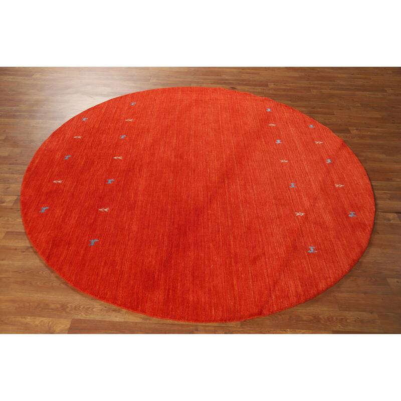 Hand Knotted Oriental 100% Wool Carpet Tribal Animal Pictorial Oranges & Rust Gabbeh Area Rug - 6' 6'' X 6' 6''