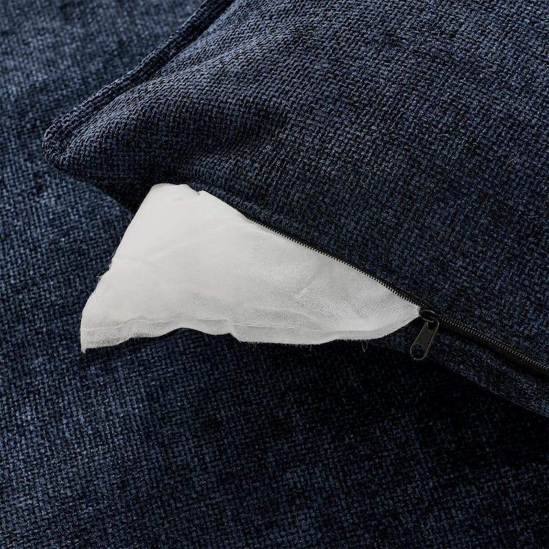 140" Comfy Wooden Sectional Sofa with Ottomans & Throw Pillows