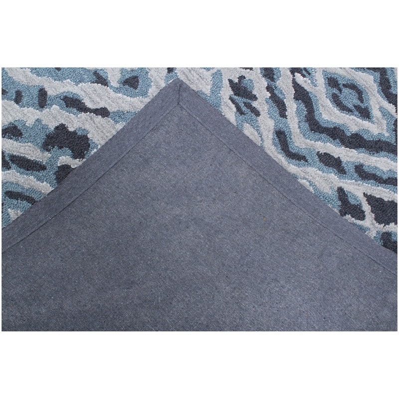 Handmade Emeralda Collection Blue/Gray Wool and Viscose Area Rug