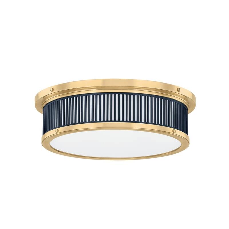 Hudson Valley Lighting MDS1901 Ashdown 14" Wide LED Flush Mount Drum - Aged Brass / Distressed Bronze