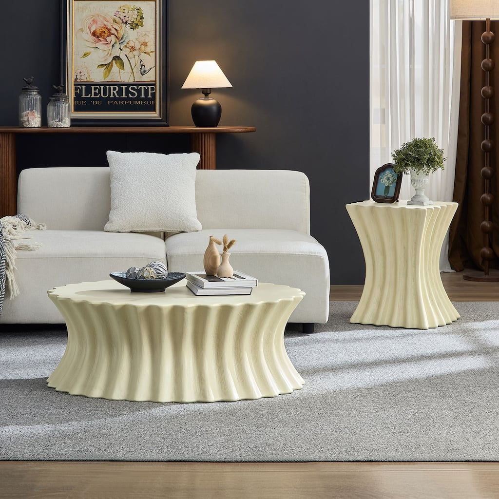 Vintage Sturdy Fiberglass Coffee Table for Living Room, Apartment, No Need Assembly