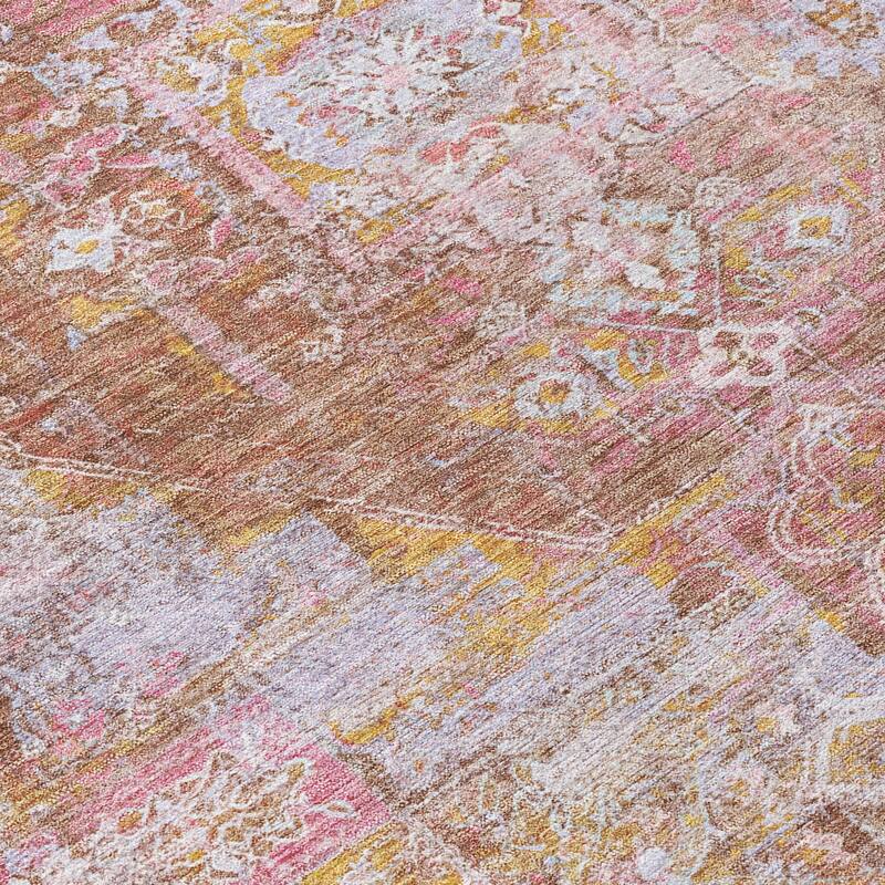 Machine Washable Indoor/Outdoor Traditional Global Chantille Rug