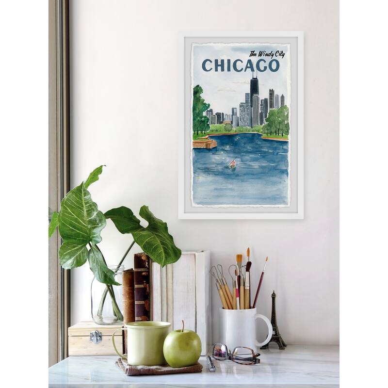'The Windy City, Chicago' Framed Painting Print