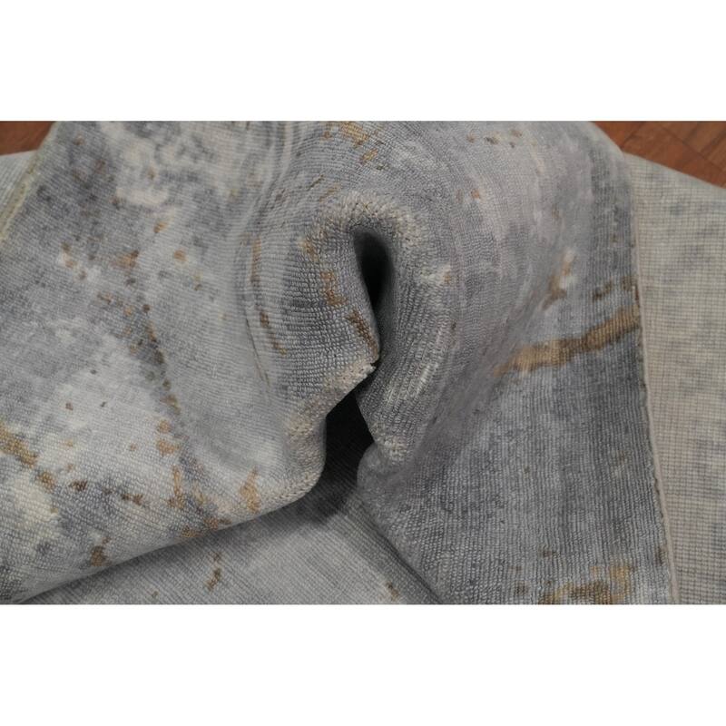 Hand-knotted Modern Silk Grey Abstract Oriental Area Rug - 7' 11'' X 4' 11''