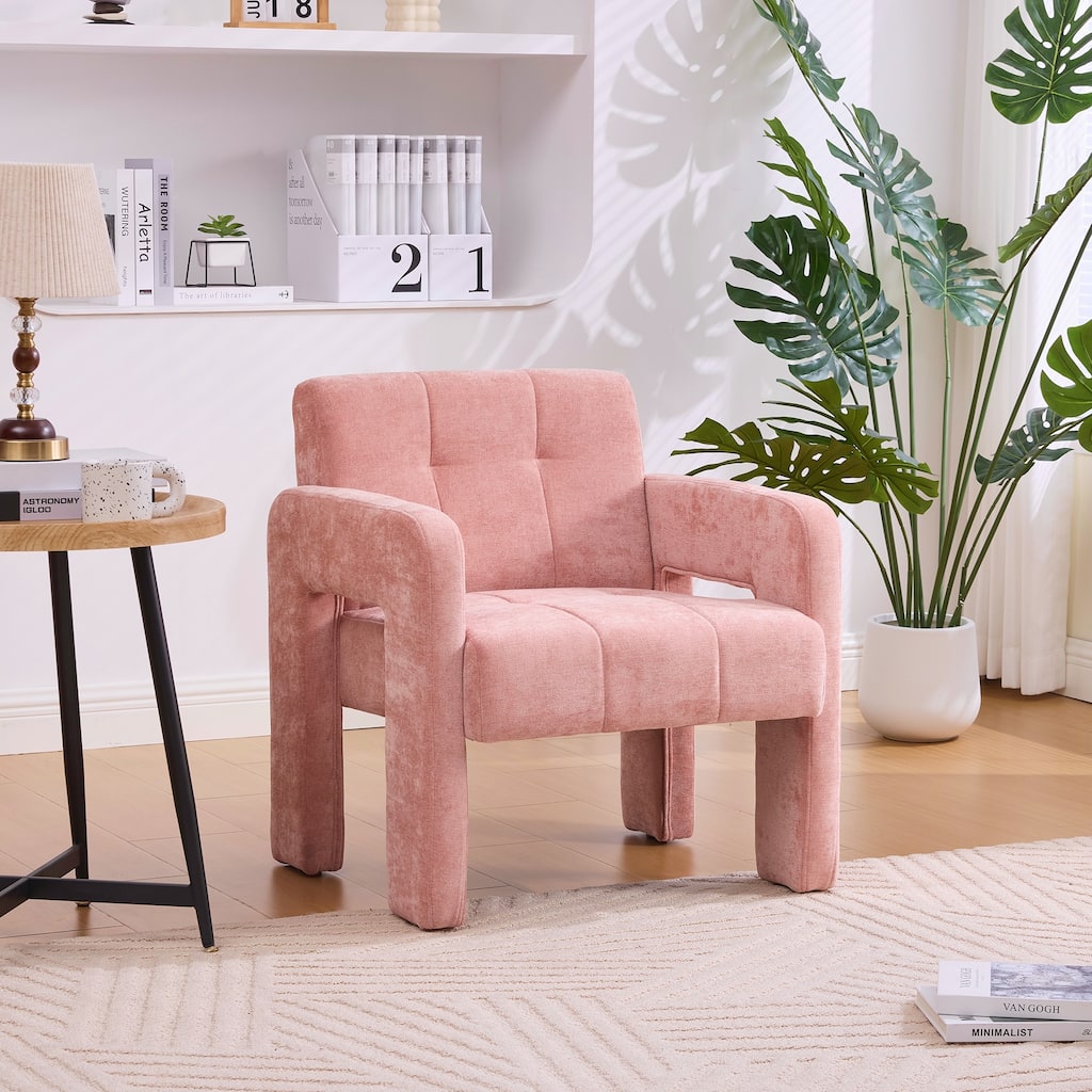 Modern Minimalist Casual Single Armchair Living Room, Bedroom, Office Area Upholstered Chair Comfortable Padded Armchair