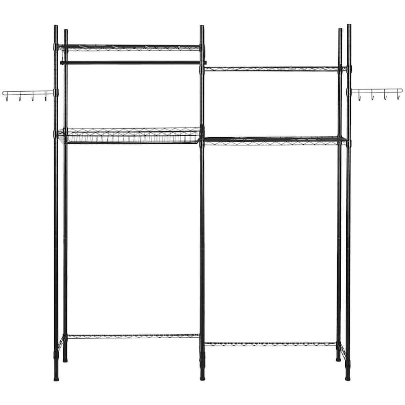 Adjustable Laundry Room Storage Shelf Over Washer and Dryer Sturdy Carbon Steel Organizer Rack - Black-4 Tier