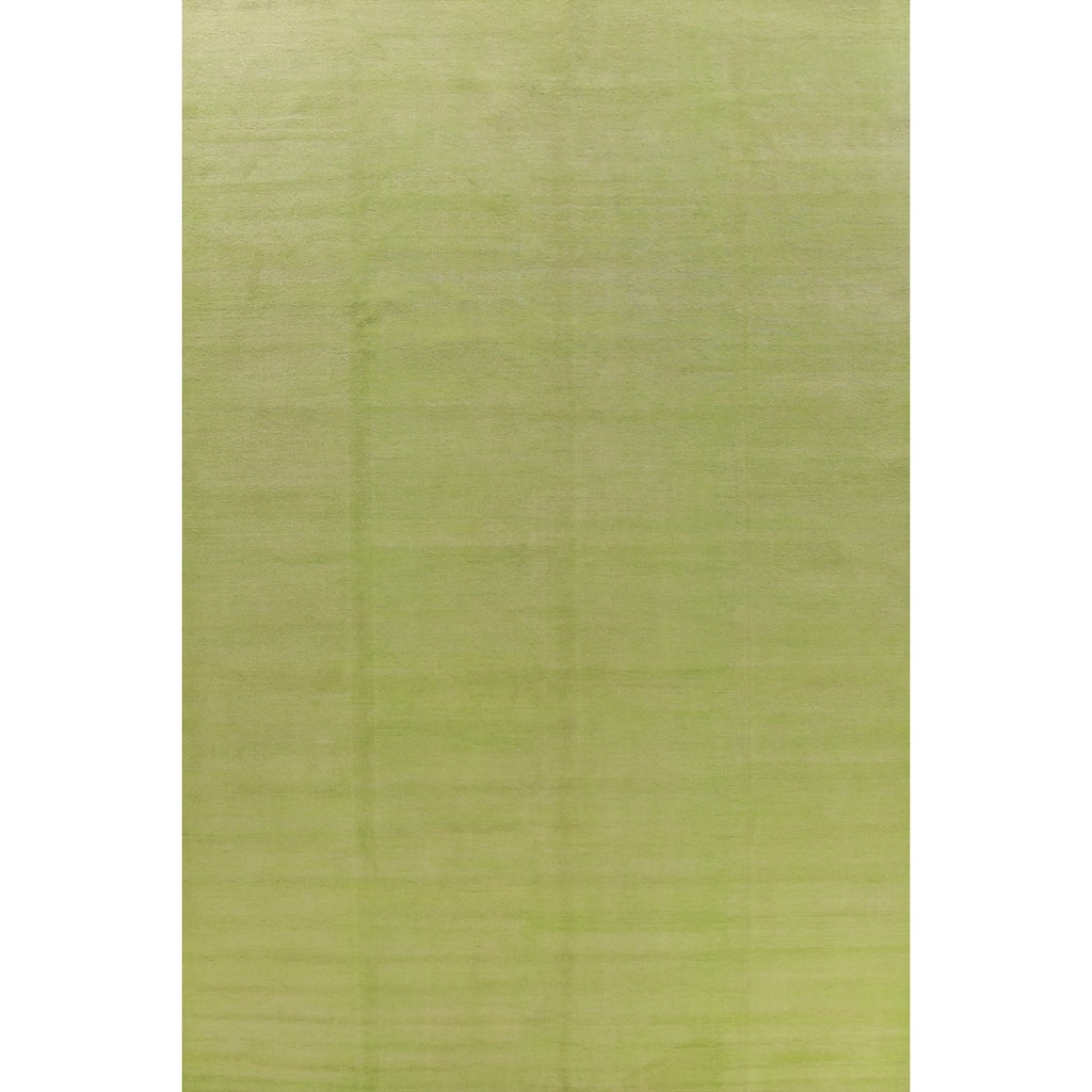 Hand Knotted Oriental 100% Wool Carpet Modern Solid Green Gabbeh Area Rug - 13' 11'' X 9' 10''