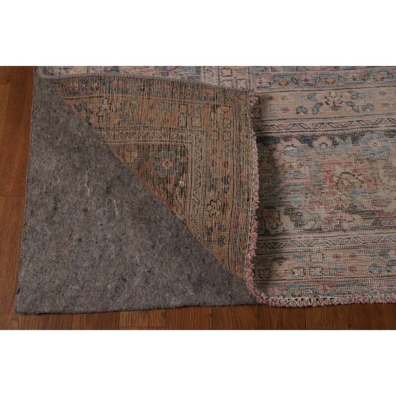 Pink Mashad Persian Vintage Area Rug Handmade Wool Carpet - 9'3" x 12'8"