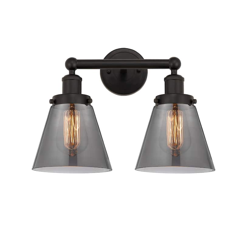 Innovations Lighting 616-2W-10-16 Cone Vanity Cone 2 Light 16" Wide - Oil Rubbed Bronze / Plated Smoke