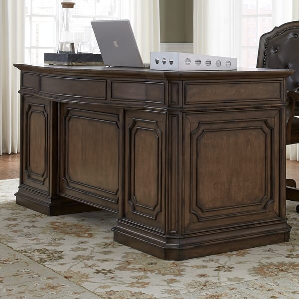 Amelia Antique Toffee Jr Executive Desk - Overstock - 15629913