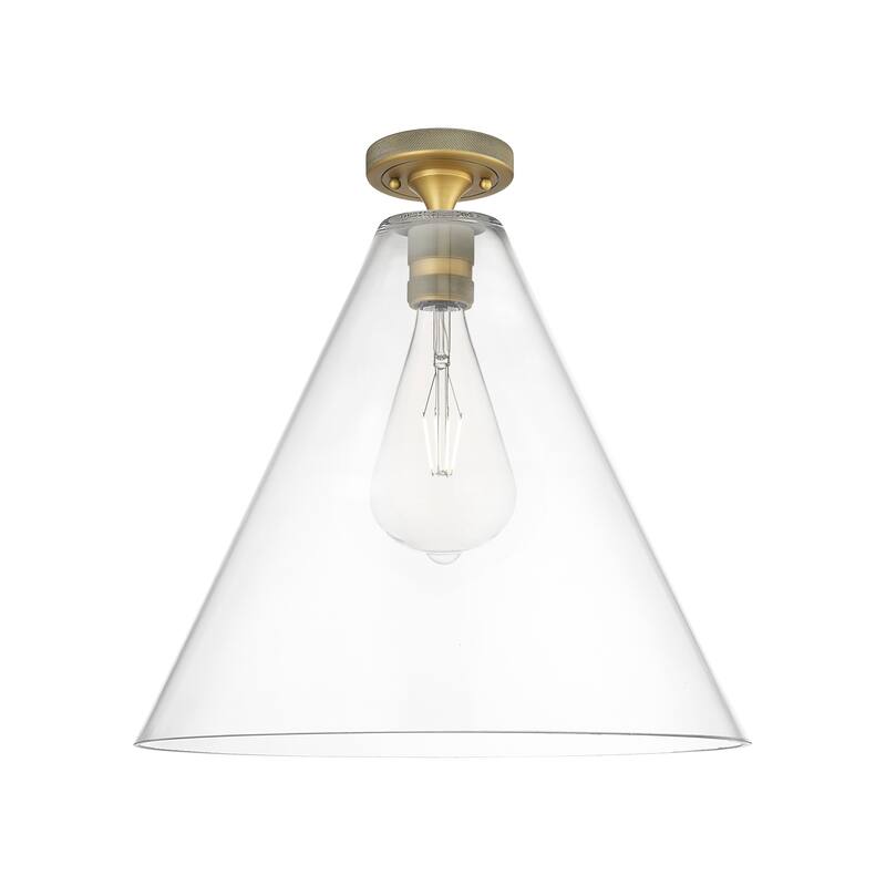 Innovations Lighting Downtown Urban - Crown Point - 1 Light 16" Berkshire Flush Mount - Clear/Brushed Brass