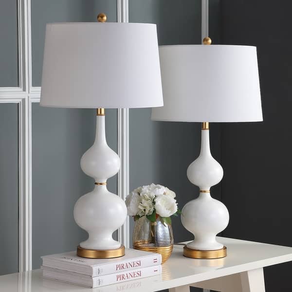 Safavieh Lighting 31 Inch Myla White Gold Led Table Lamp Set Of 2 Overstock 23614790