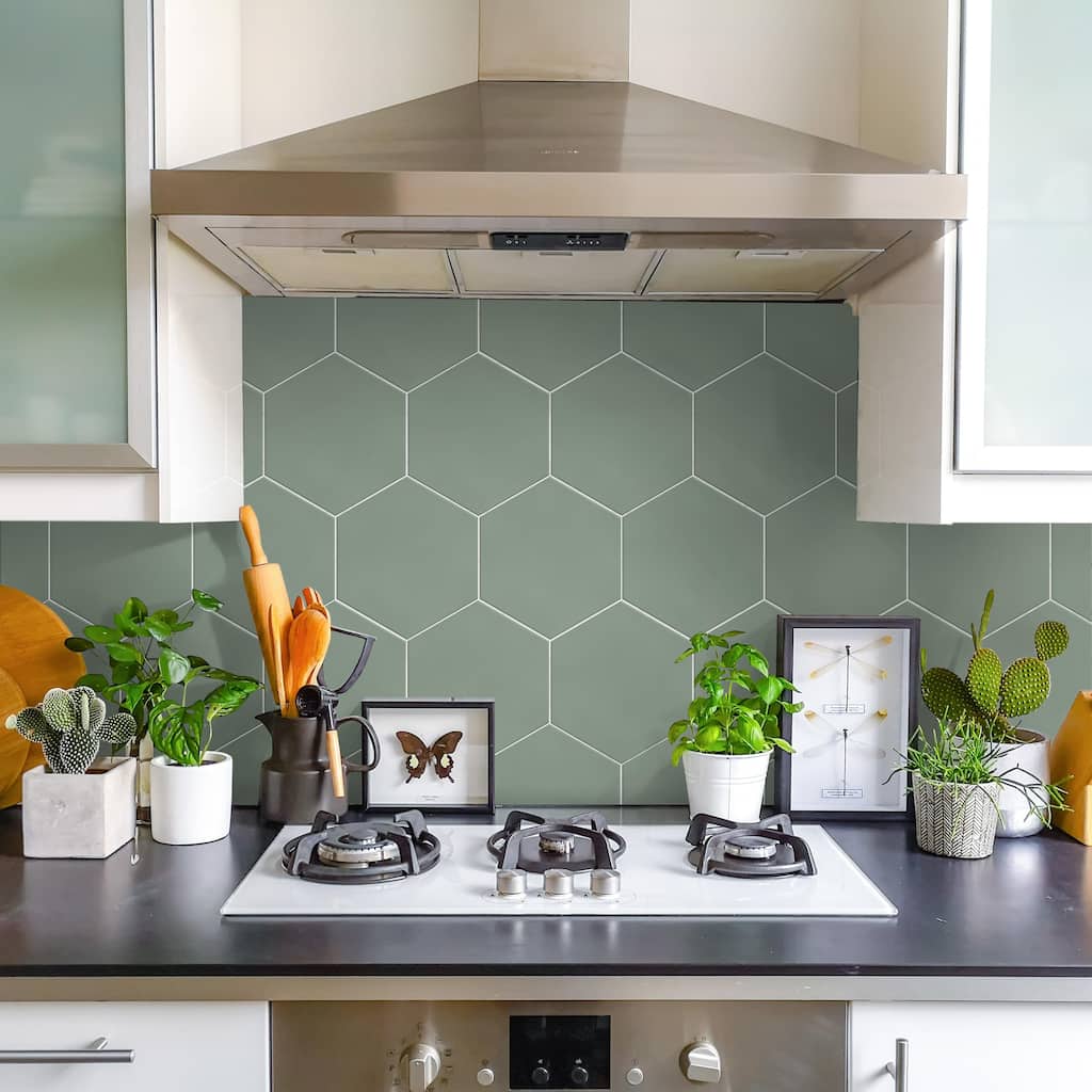 Merola Tile Textile Basic Hex Kale 8-5/8" x 9-7/8" Porcelain Floor and Wall Tile