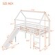 preview thumbnail 7 of 7, Twin Size Wood Frame House-shaped Loft Bed with Slide, White