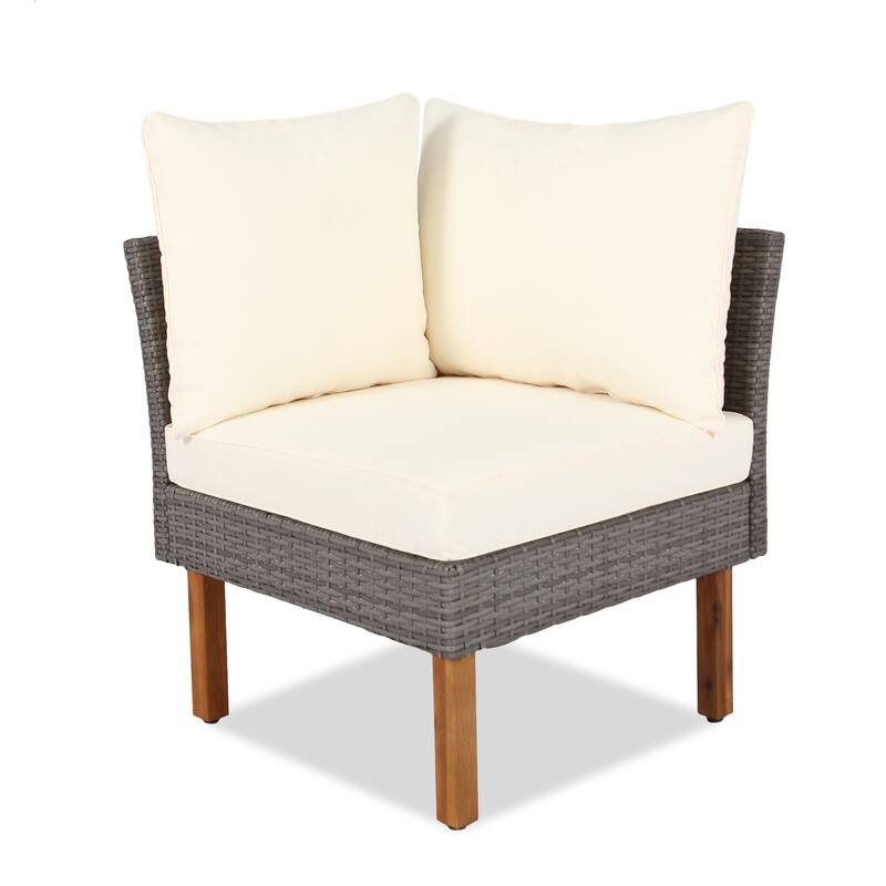 9-Piece Patio Rattan Conversation Set with Coffee Table & Washable Cushion