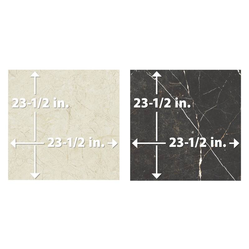 Merola Tile Reve Checker Beige with Noir 23-1/2" x 23-1/2" Porcelain Floor and Wall Tile