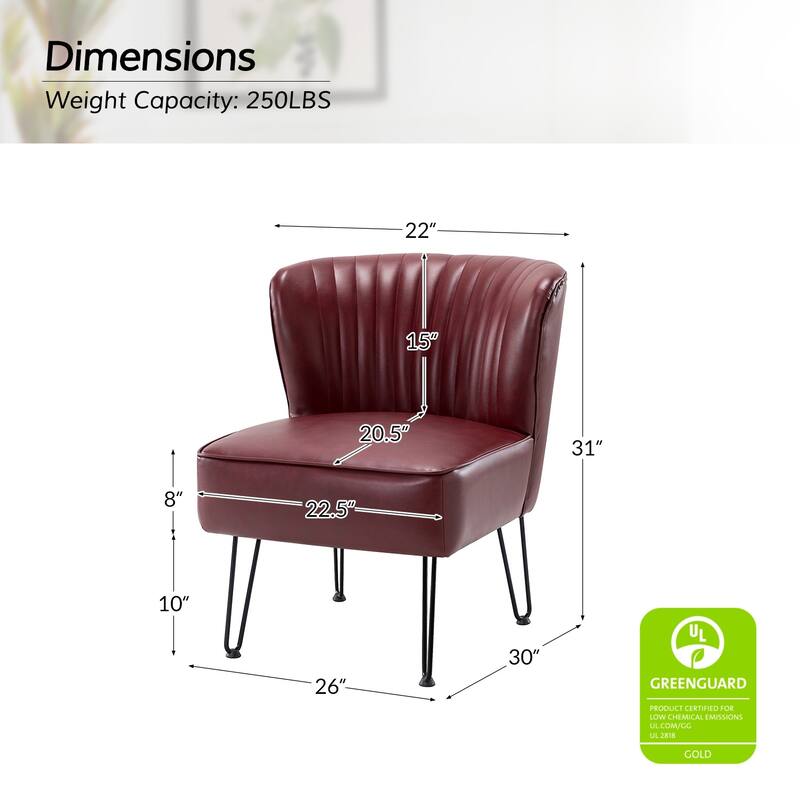 Donia Modern Faux Leather Armless Wingback Side Chair with Metal Legs Set of 2 by HULALA HOME