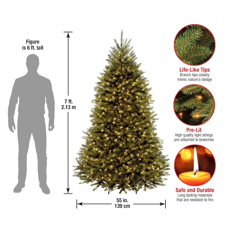 National Tree Company 7 ft. Pre-Lit Dunhill Fir Christmas Tree - 7 Foot