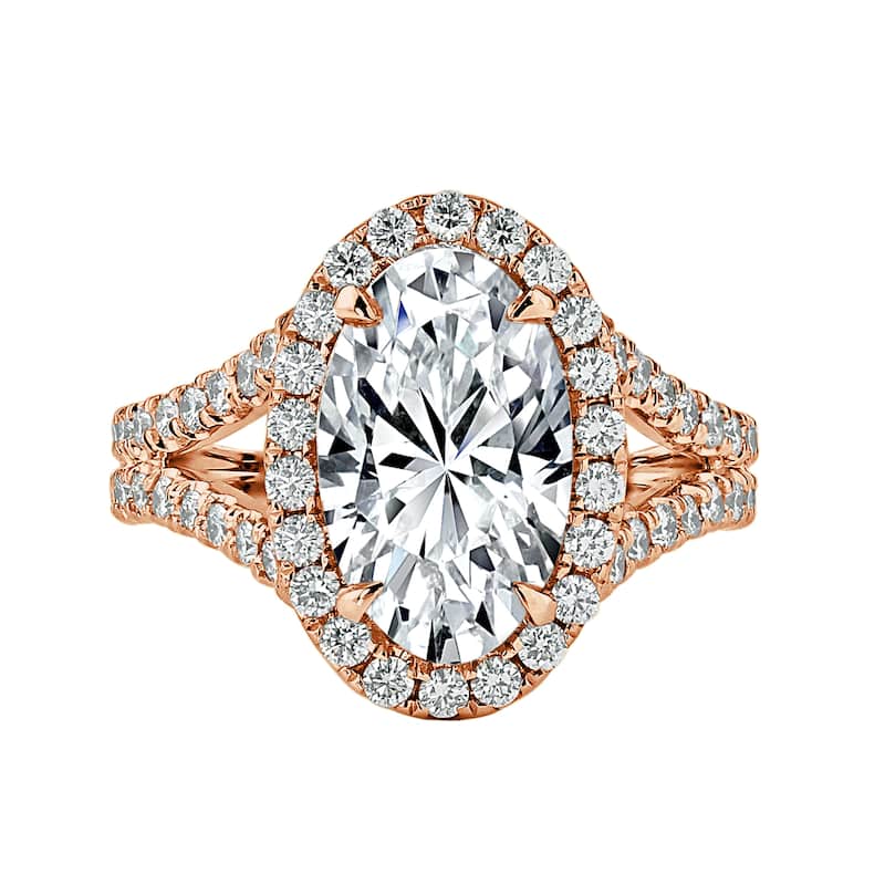 Auriya 18KT Gold 5 1/4ctw Oval-cut Halo Diamond Engagement Ring Certified (H-I, I1-I2)
