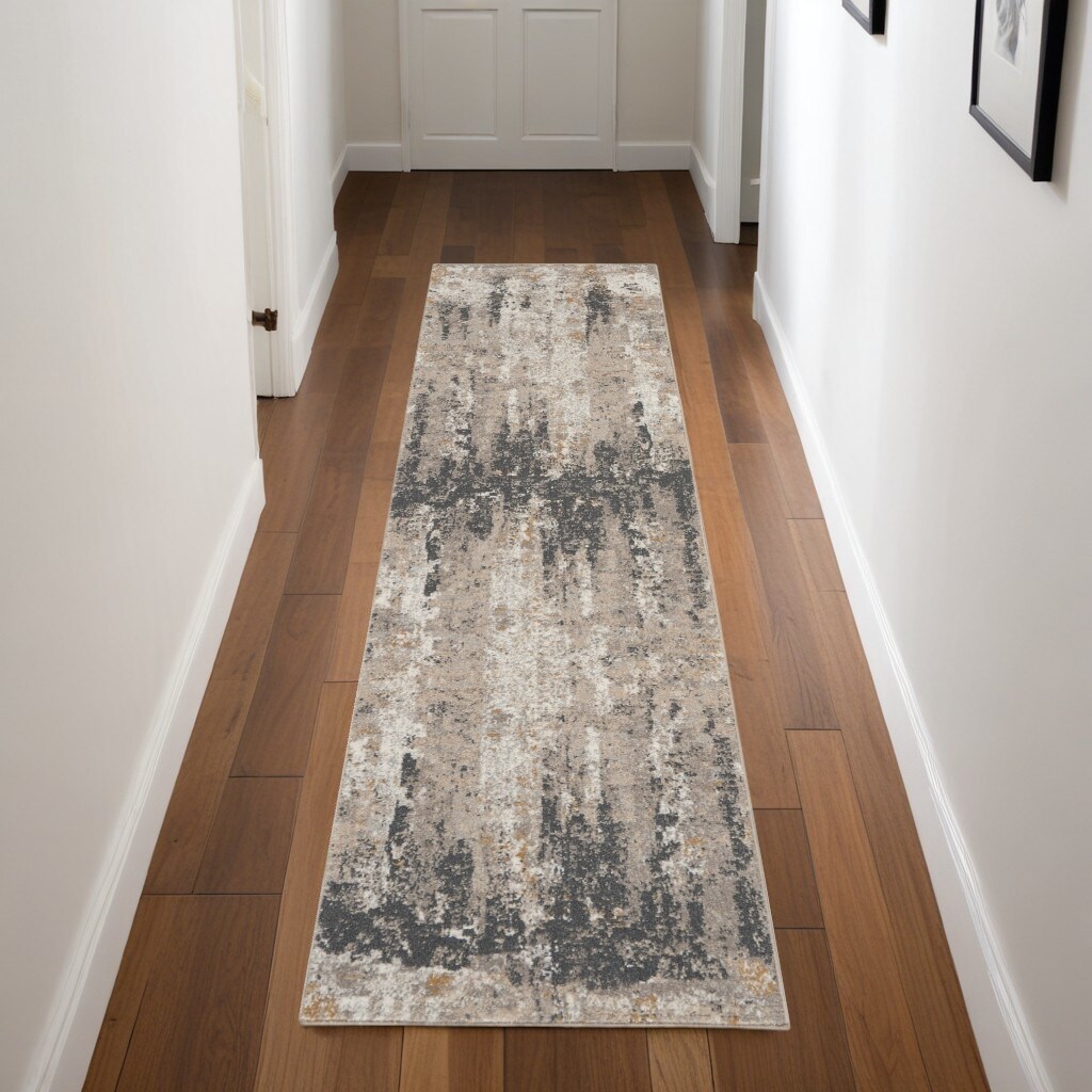 Jotis Power Loomed Abstract Modern Area Rug By HomeRoots - 90' X '26' X '0.38