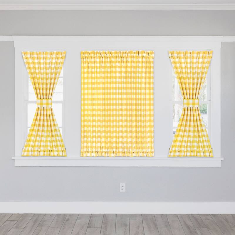 Buffalo Check Rod Pocket Door Panel and Tieback