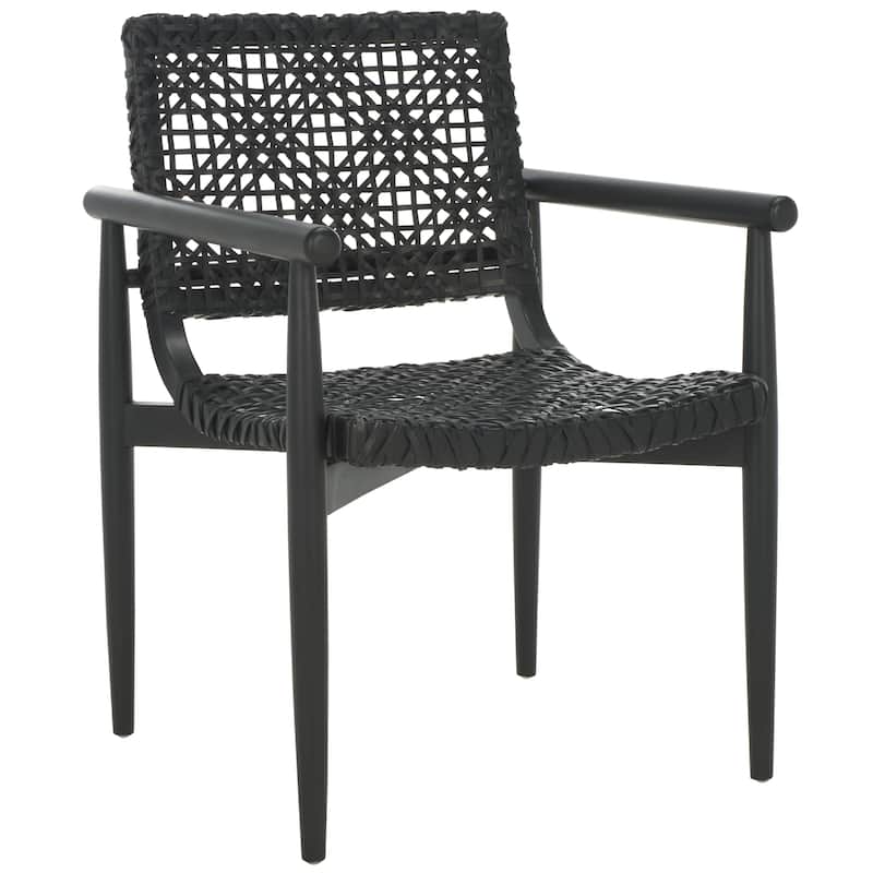 SAFAVIEH Clarissa Solid Wood & Leather Accent Chair (Fully Assembled) - W23" x D23" x H33" - 23Wx23Dx33H