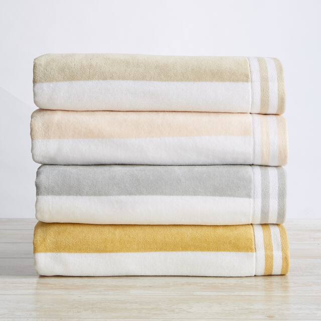 Luxurious Cotton Cabana Stripe Beach Towel - 4 Pack- 30" x 60" - Multi