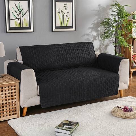 Quilted Microfiber Sofa Slipcover Furniture Protector Mat with Straps
