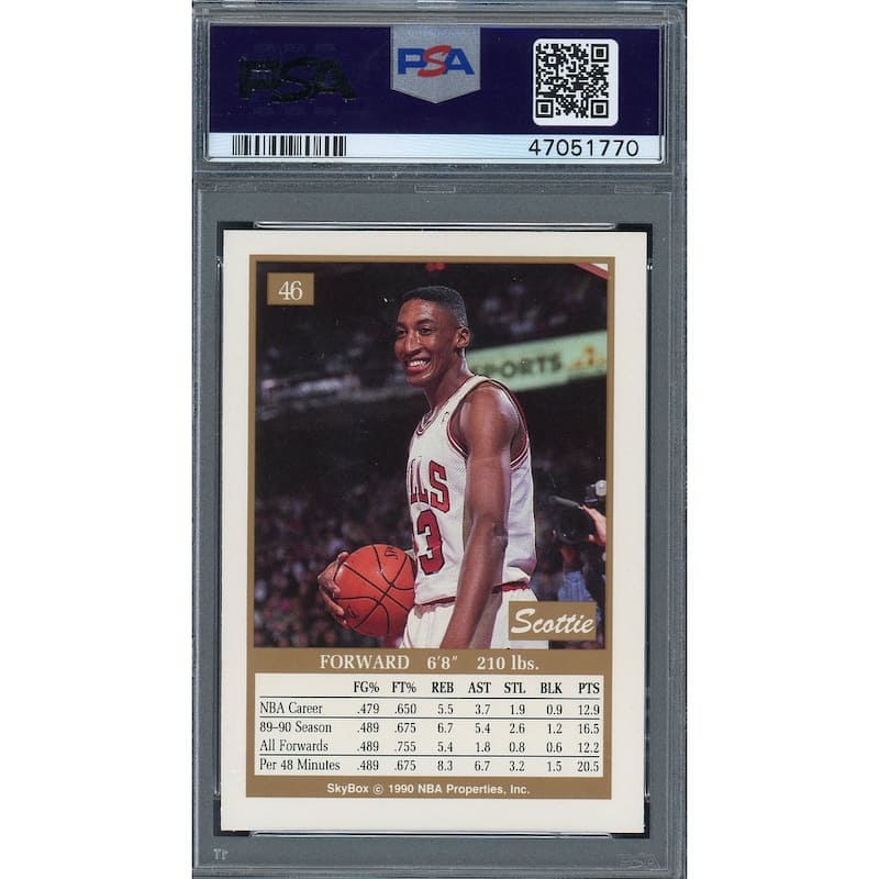 Scottie Pippen 1990 Skybox Basketball Card #46 Graded PSA 9 MINT - 8'6" x 11'6"