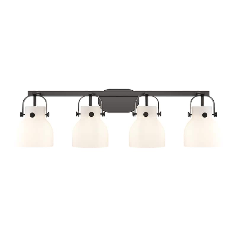 Innovations Lighting 423-4W-10-37 Pilaster II Bell Vanity Pilaster II - Matte Black / Matte White