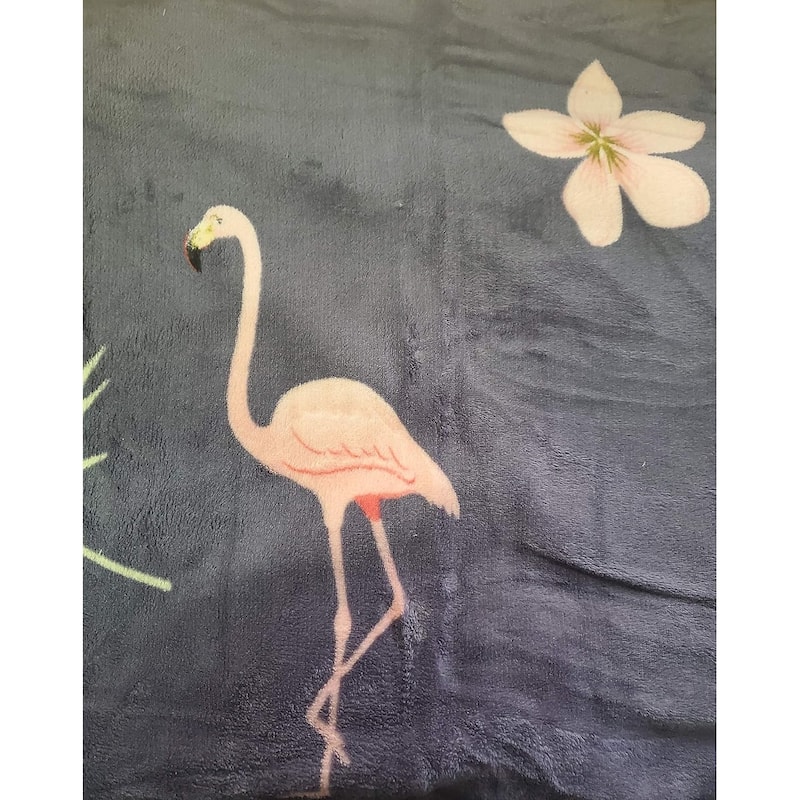 Décor&More Summertime Whimsy Plush Fleece Throw Blanket (50" x 60") - Pink Flamingo