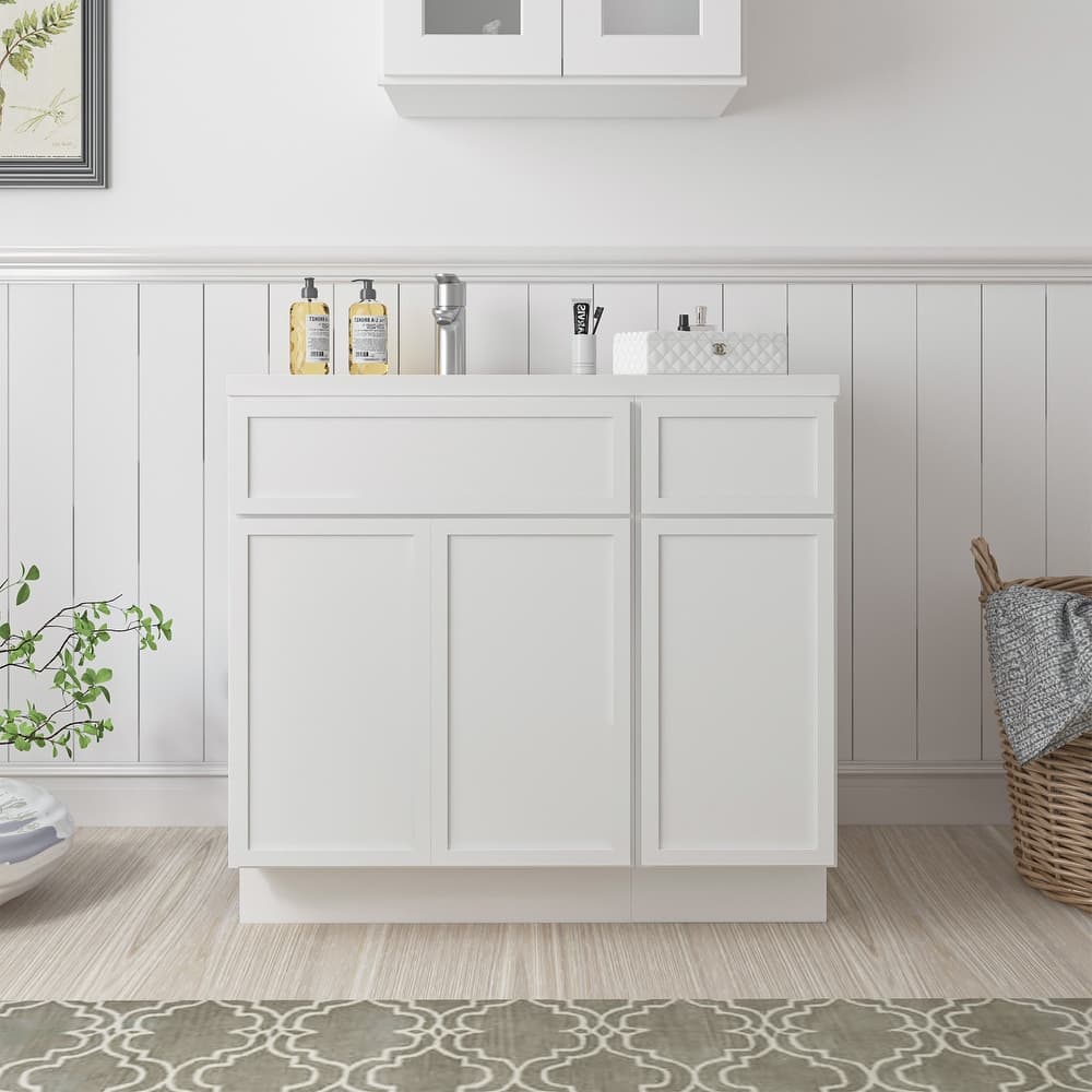 Vanity Art 36" Oak Freestanding Bathroom Vanity Cabinet without Top