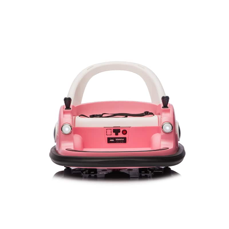 Kids Bumper Car Pink Ride-On Bumper Car with Remote Control, Battery Powered Electric Car with LED Lights - Pink