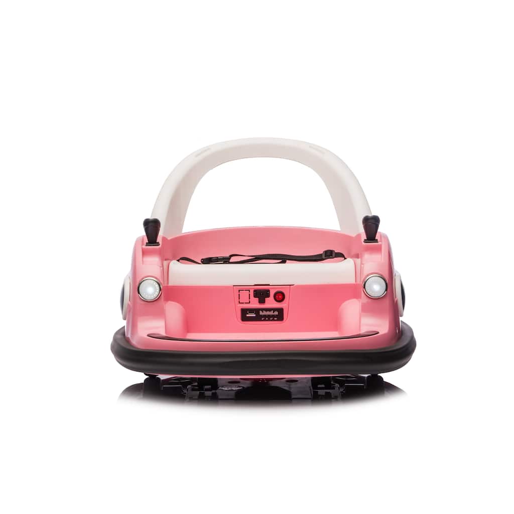 Kids Bumper Car Pink Ride-On Bumper Car with Remote Control, Battery Powered Electric Car with LED Lights