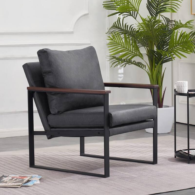 MCombo set of 2 Modern Accent Chair with Upholstered Cushion, Faux Leather HQ304