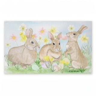 Stupell Easter Bunnies in Grass Printed Outdoor Door Mat, design by Lee Ann Sanders, 18"x30"