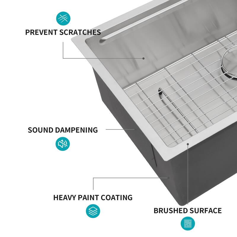 Undermount 16 Gauge Single Bowl Stainless Steel Kitchen Sink in Brushed Nickel