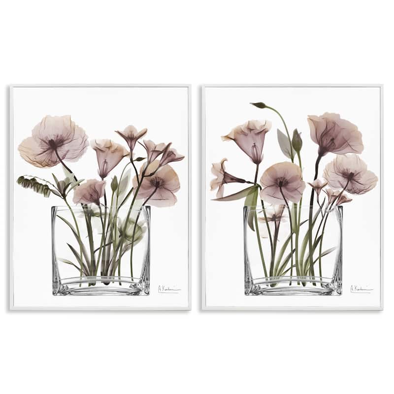 Stupell Earthy Infatuation Bouquet Framed Giclee Art Design By Albert Koetsier (Set of 2) - 24 x 30 - White