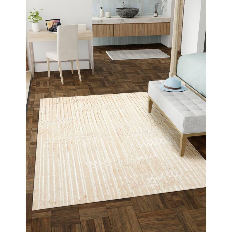ECARPETGALLERY Machine Made Blythe Beige Area Rug