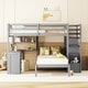 preview thumbnail 16 of 51, Full Over Twin Bunk Bed Frame with Shelves, Side Staircase Boasts 4 Convenient Drawers, for Kids Boys Girls