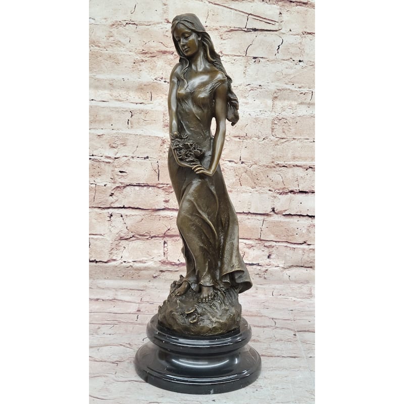Flora Roman Goddess Of Spring And Flowers Bronze Sculpture With Classical Female Figure